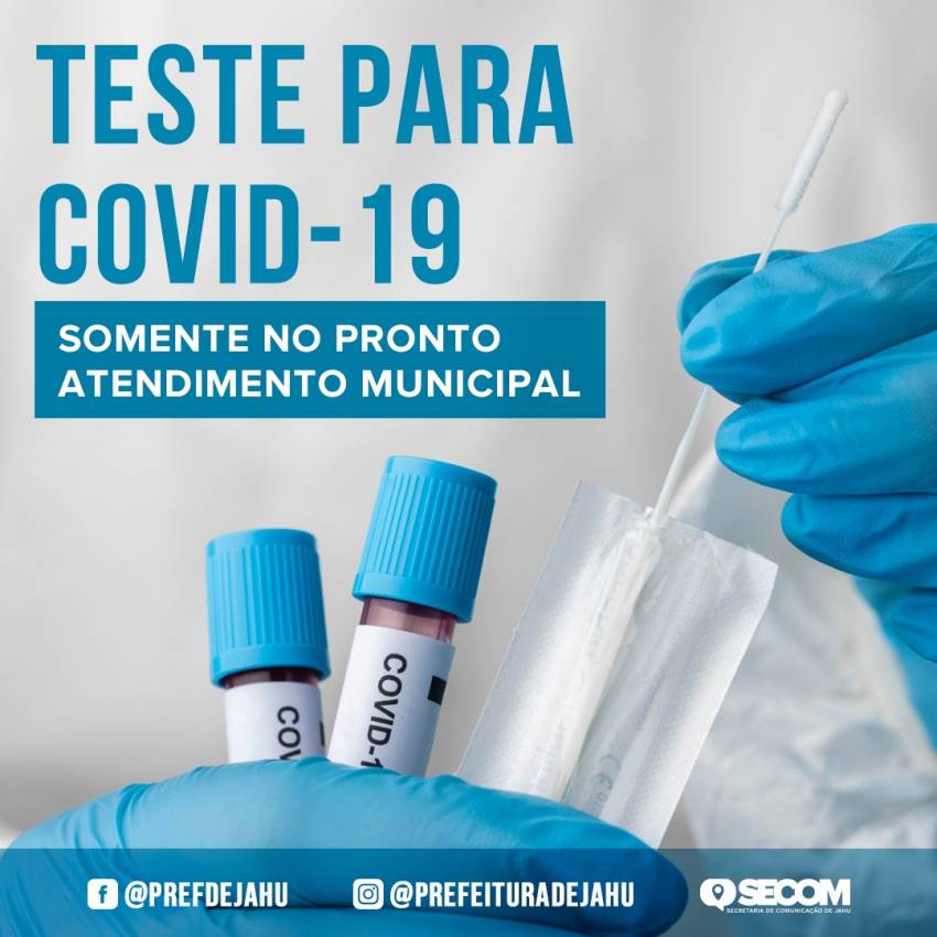 TESTE PARA COVID-19 SOMENTE NO PRONTO ATENDIMENTO MUNICIPAL