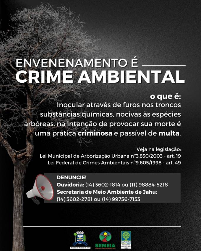 ENVENENAMENTO DE ÁRVORES É CRIME AMBIENTAL