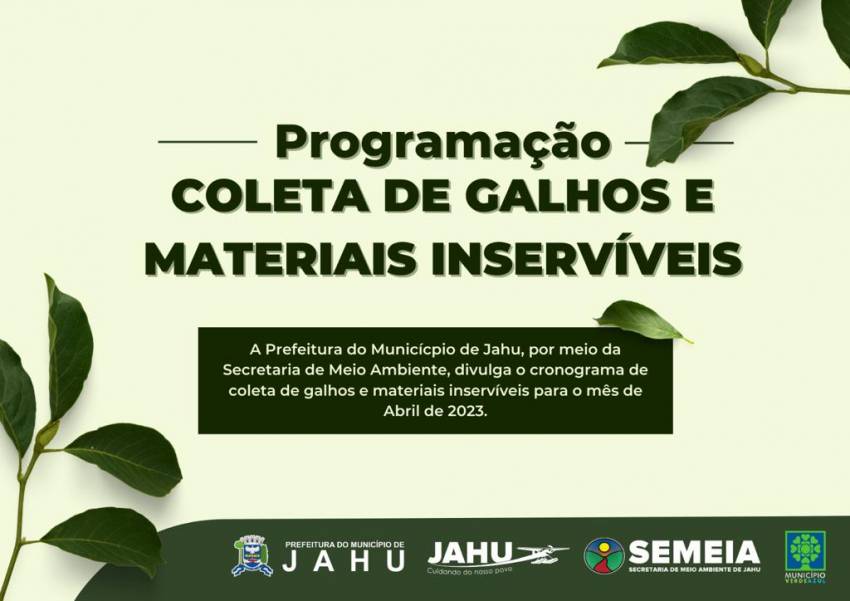 CATA-GALHO E INSERVÍVEIS TEM CRONOGRAMA AJUSTADO