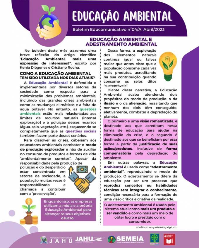 EDUCAÇÃO AMBIENTAL E ADESTRAMENTO AMBIENTAL