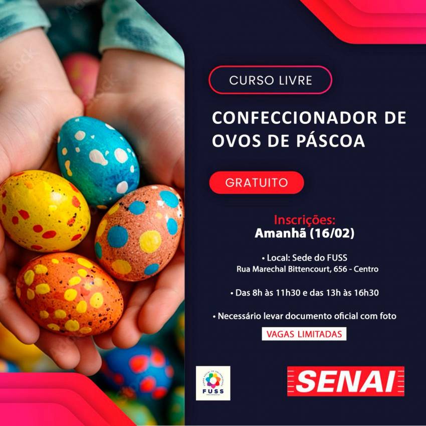 PREFEITURA OFERECE CURSO GRATUITO PARA CONFECCIONADOR DE OVOS DE PÁSCOA