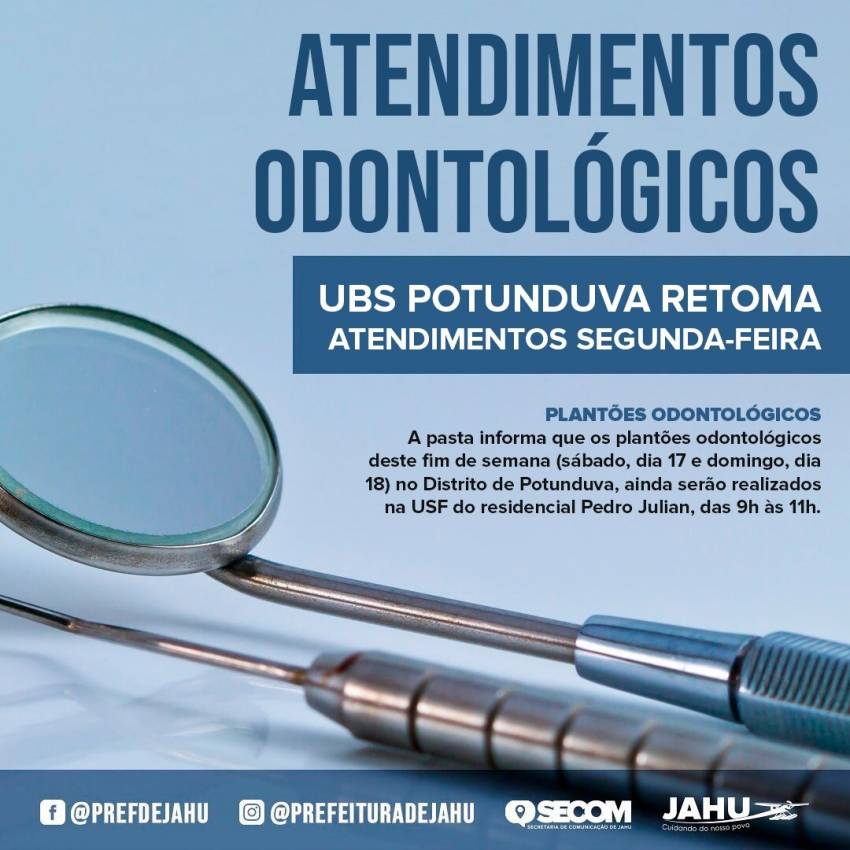UBS POTUNDUVA RETOMA ATENDIMENTOS ODONTOLÓGICOS SEGUNDA-FEIRA