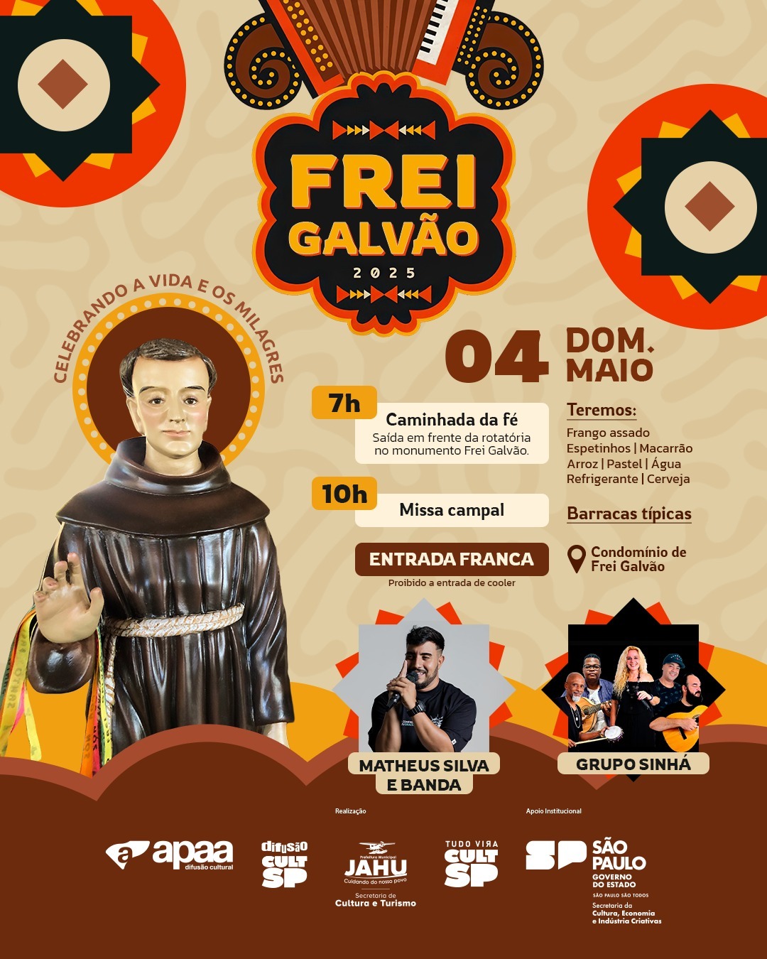 TRADICIONAL FESTA DE FREI GALVÃO ACONTECE NESTE DOMINGO (04)