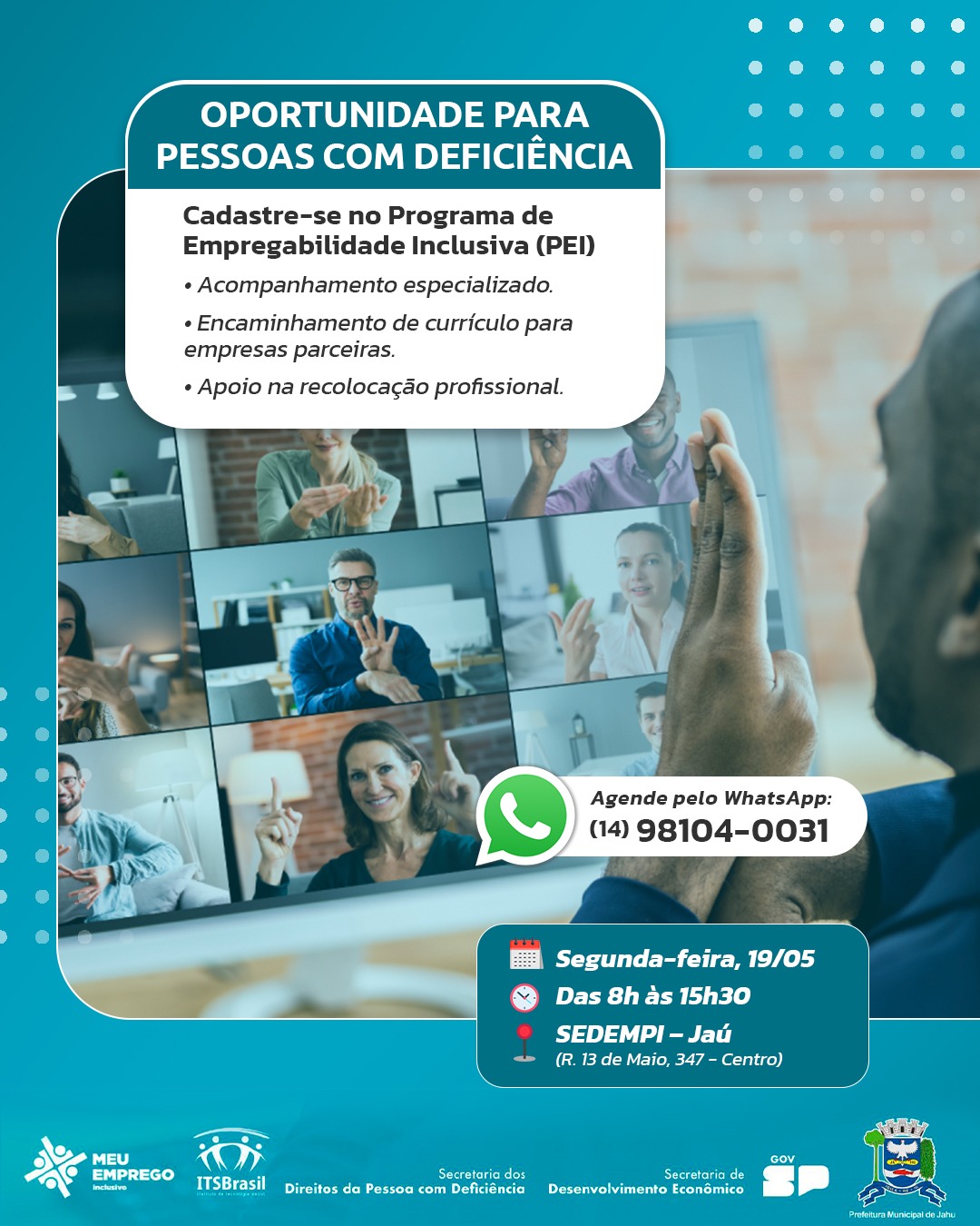 OPORTUNIDADE PARA PESSOAS COM DEFICIÊNCIA