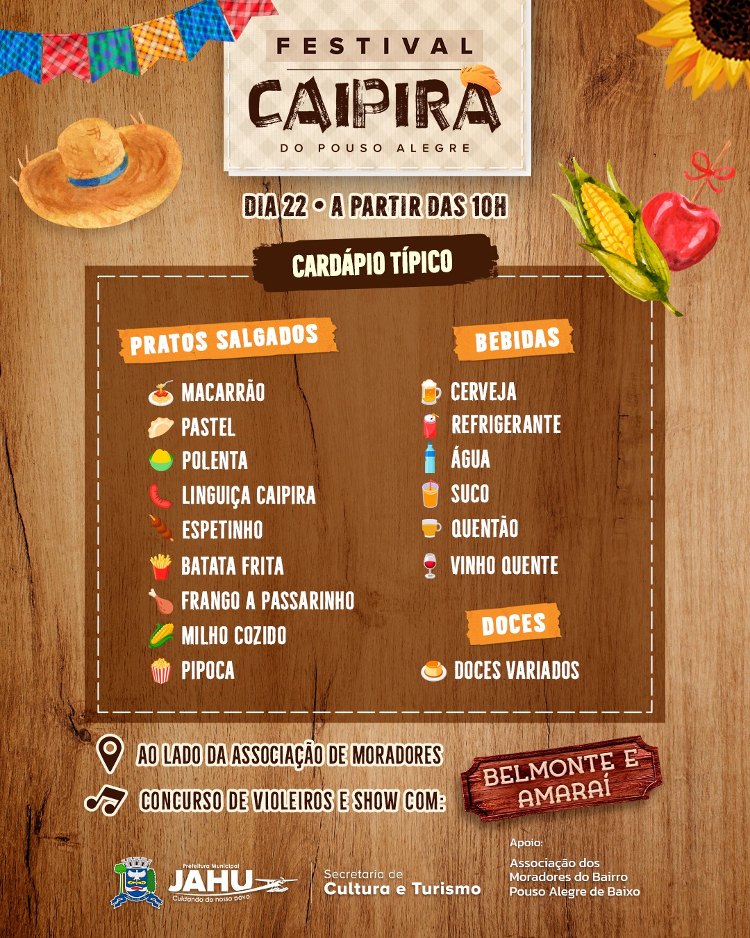 O 'FESTIVAL CAIPIRA' TÁ CHEGANDO COM MUITA MÚSICA E COMIDA BOA!