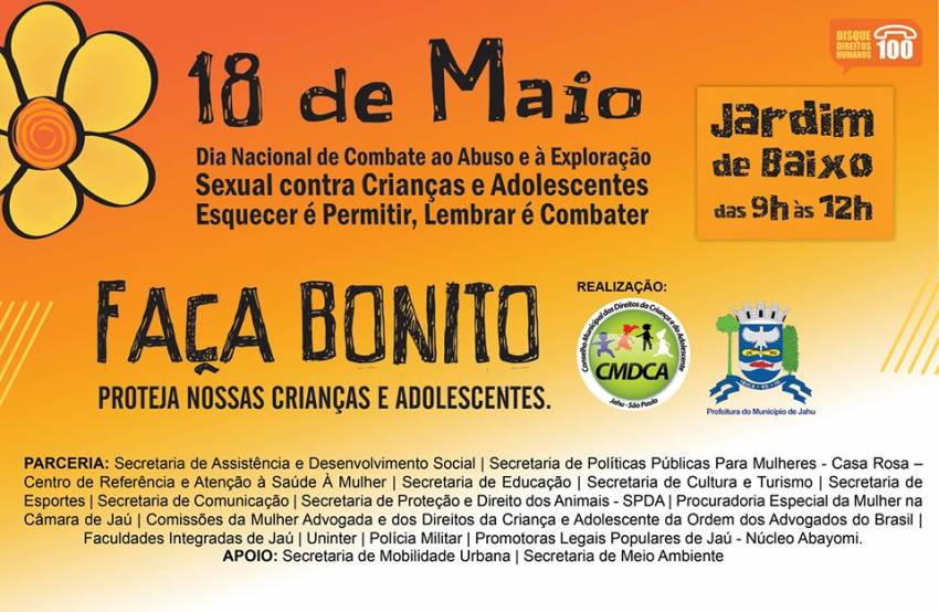 Prefeitura de Jahu promove ações no Dia Nacional de Combate ao Abuso e a Exploração Sexual contra crianças e adolescentes