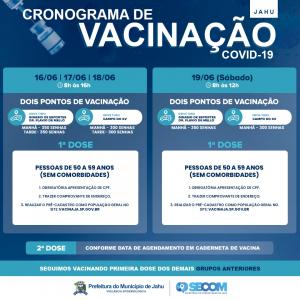Imagem da notícia Cronograma de Vacinação no período de 16/06 à 19/06