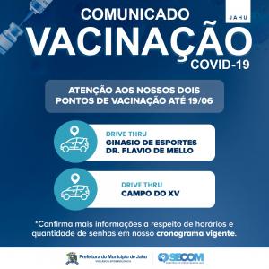 Imagem da notícia Cronograma de Vacinação no período de 16/06 à 19/06