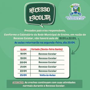 Imagem da notícia RECESSO ESCOLAR ACONTECE NA PRÓXIMA SEMANA