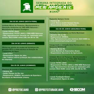 Imagem da notícia SEMANA INTEGRADA DE MEIO AMBIENTE: CONFIRA A PROGRAMAÇÃO