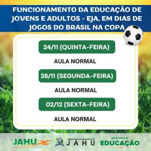 Imagem da notícia HORÁRIO DAS CRECHES E ESCOLAS DURANTE OS JOGOS