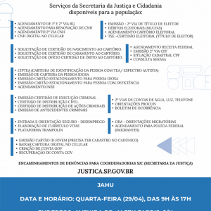 Imagem da notícia PROJETO 'CIDADANIA ITINERANTE' CHEGA A JAHU NO FINAL DESTE MÊS DE ABRIL