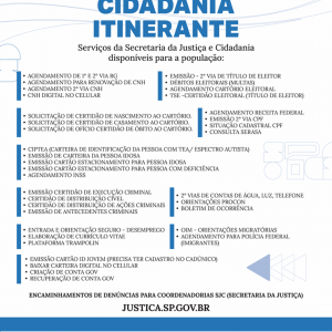 Imagem da notícia SERVIÇO DO PROGRAMA 'CIDADANIA ITINERANTE' CHEGAM A JAHU NESTA TERÇA-FEIRA (28)