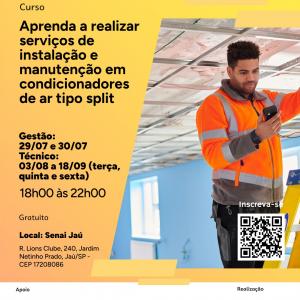 Imagem da notícia CURSO DE INSTALADOR DE AR CONDICIONADO ESTÁ COM INSCRIÇÕES ABERTAS