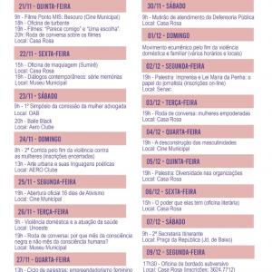 Imagem da notícia 16 dias de ativismo pelo fim da violência contra as mulheres: eventos até 10 de dezembro