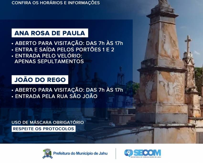 CEMITÉRIOS ABERTOS NO DIA DOS PAIS EM JAHU