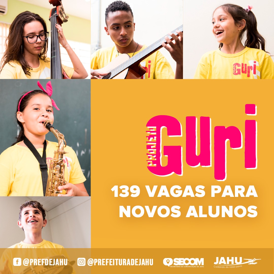 PROJETO GURI TEM 139 VAGAS PARA NOVOS ALUNOS  