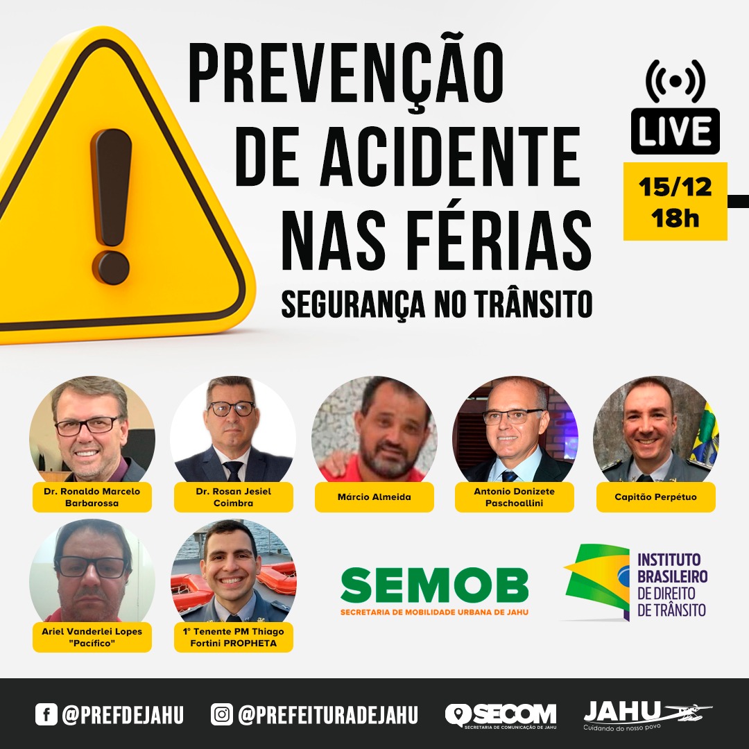 AMANHÃ: PREFEITURA PARTICIPA DE LIVE SOBRE SEGURANÇA NO TRÂNSITO