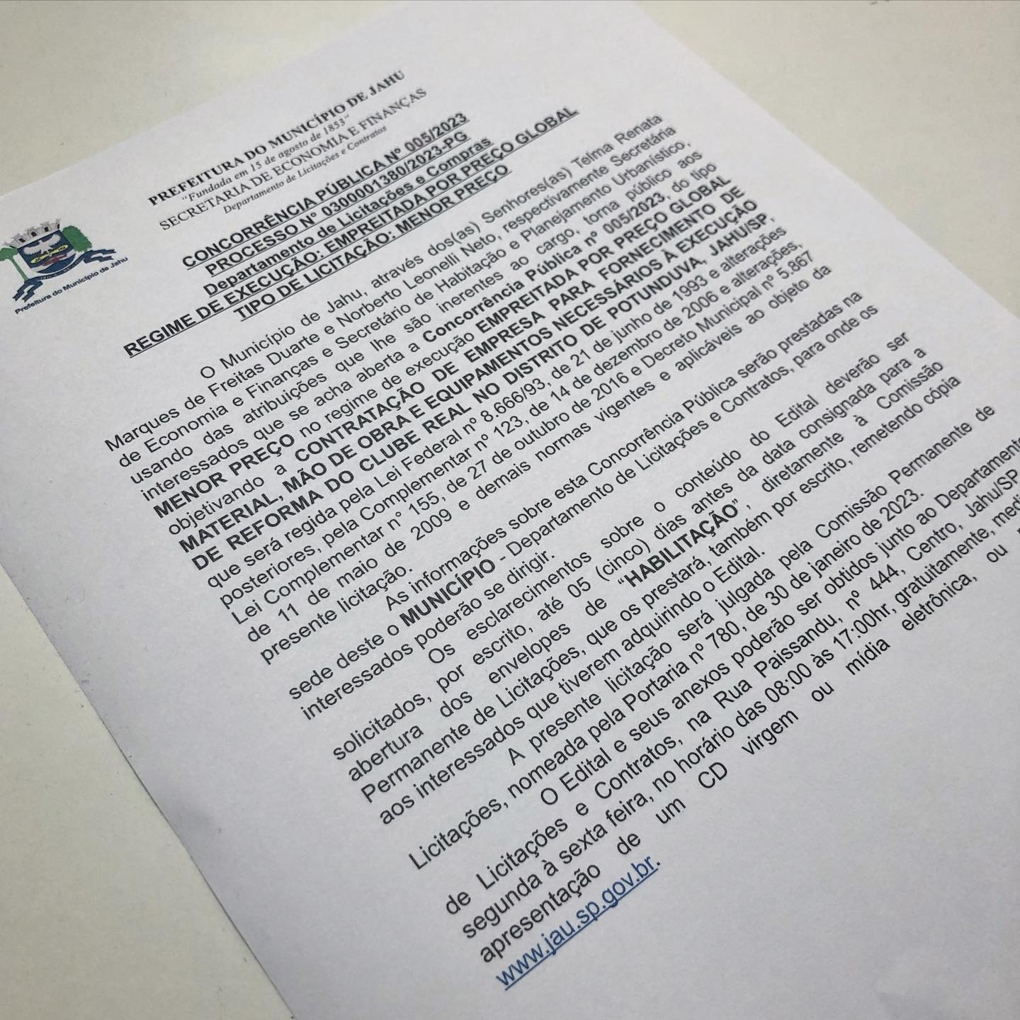 PREFEITURA LANÇA EDITAL DE LICITAÇÃO DA SEGUNDA FASE DA REFORMA DO CLUBE REAL
