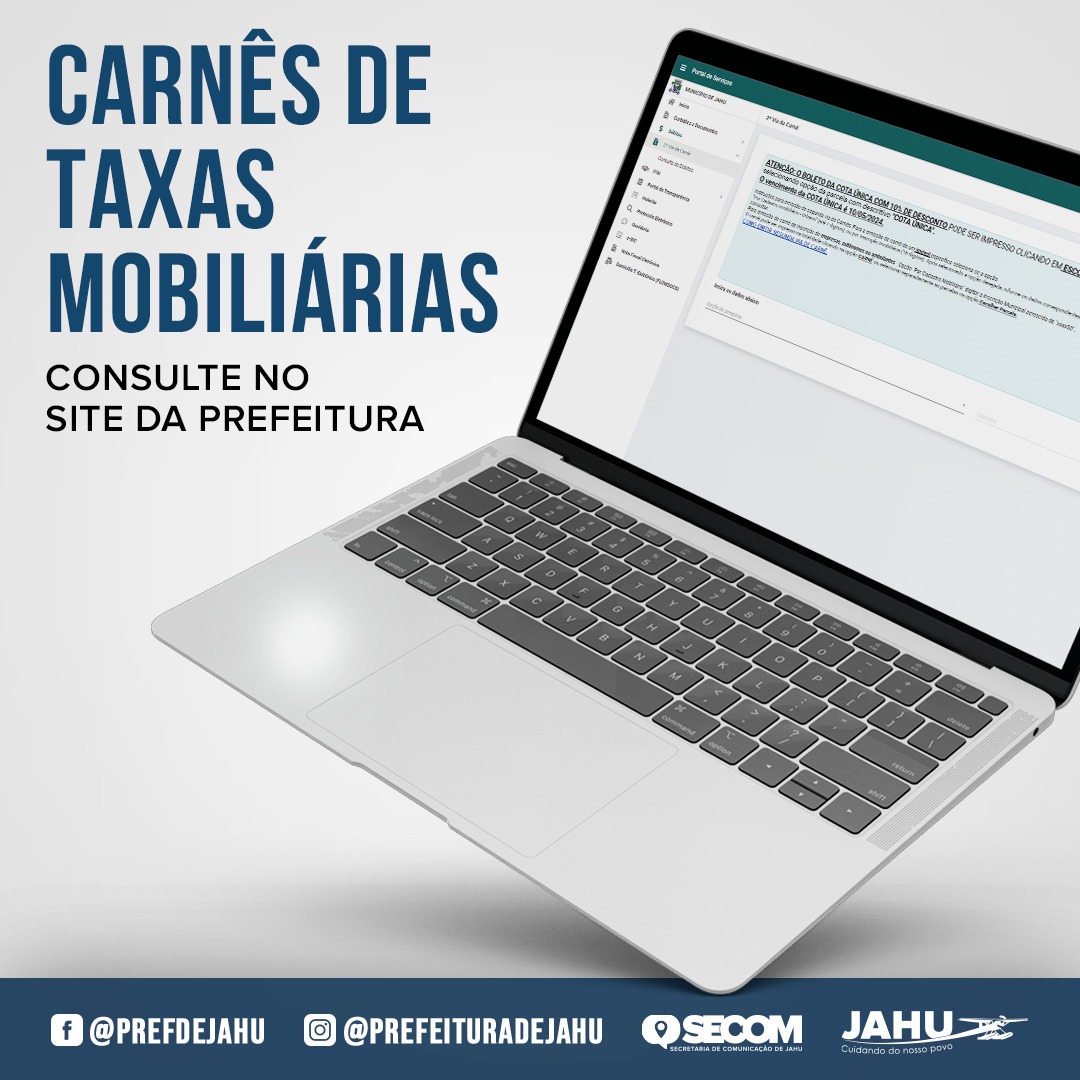 CARNÊS DE TAXAS MOBILIÁRIAS PODEM SER CONSULTADOS NO SITE DA PREFEITURA