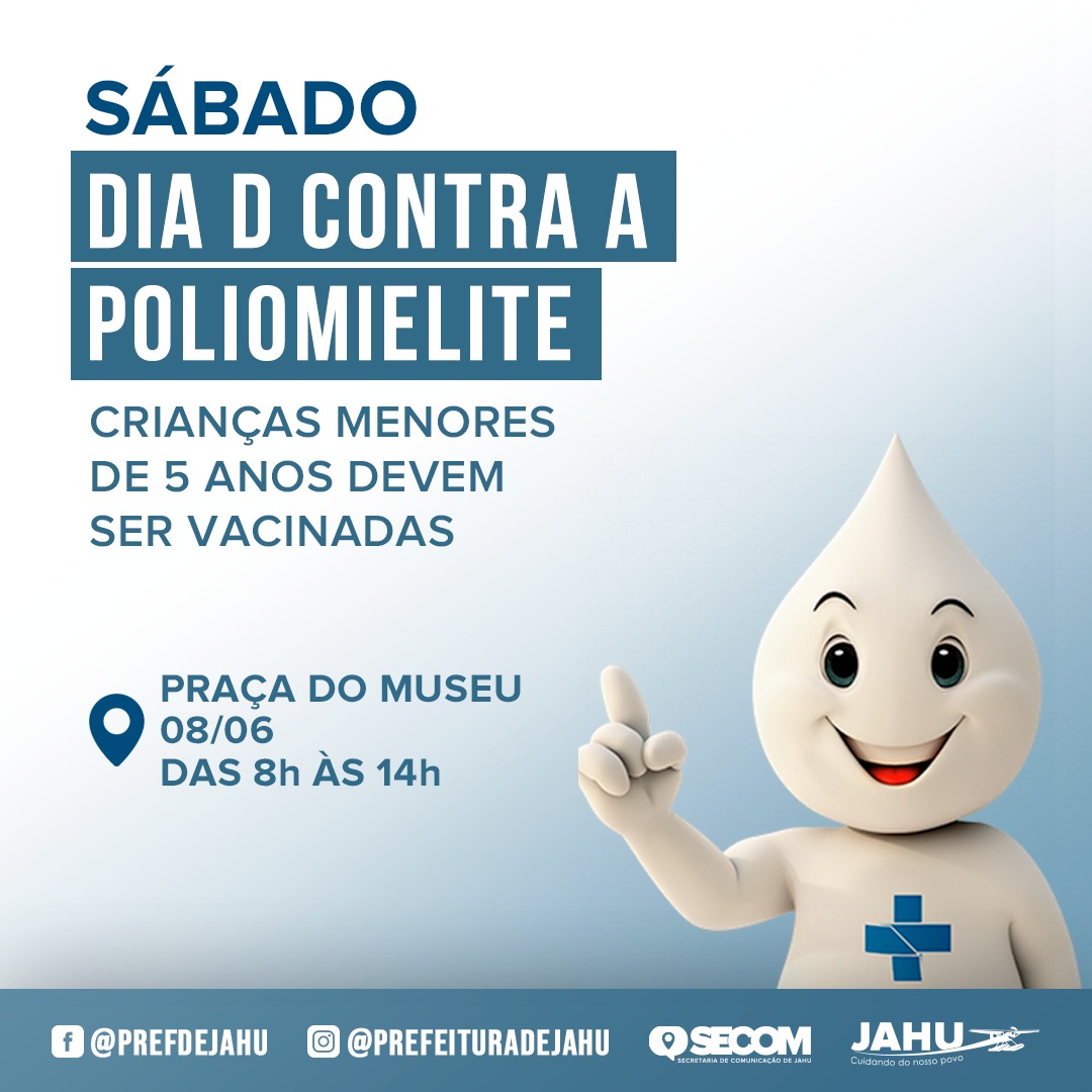 SÁBADO É DIA D DE VACINAÇÃO CONTRA POLIOMIELITE NA PRAÇA DO MUSEU
