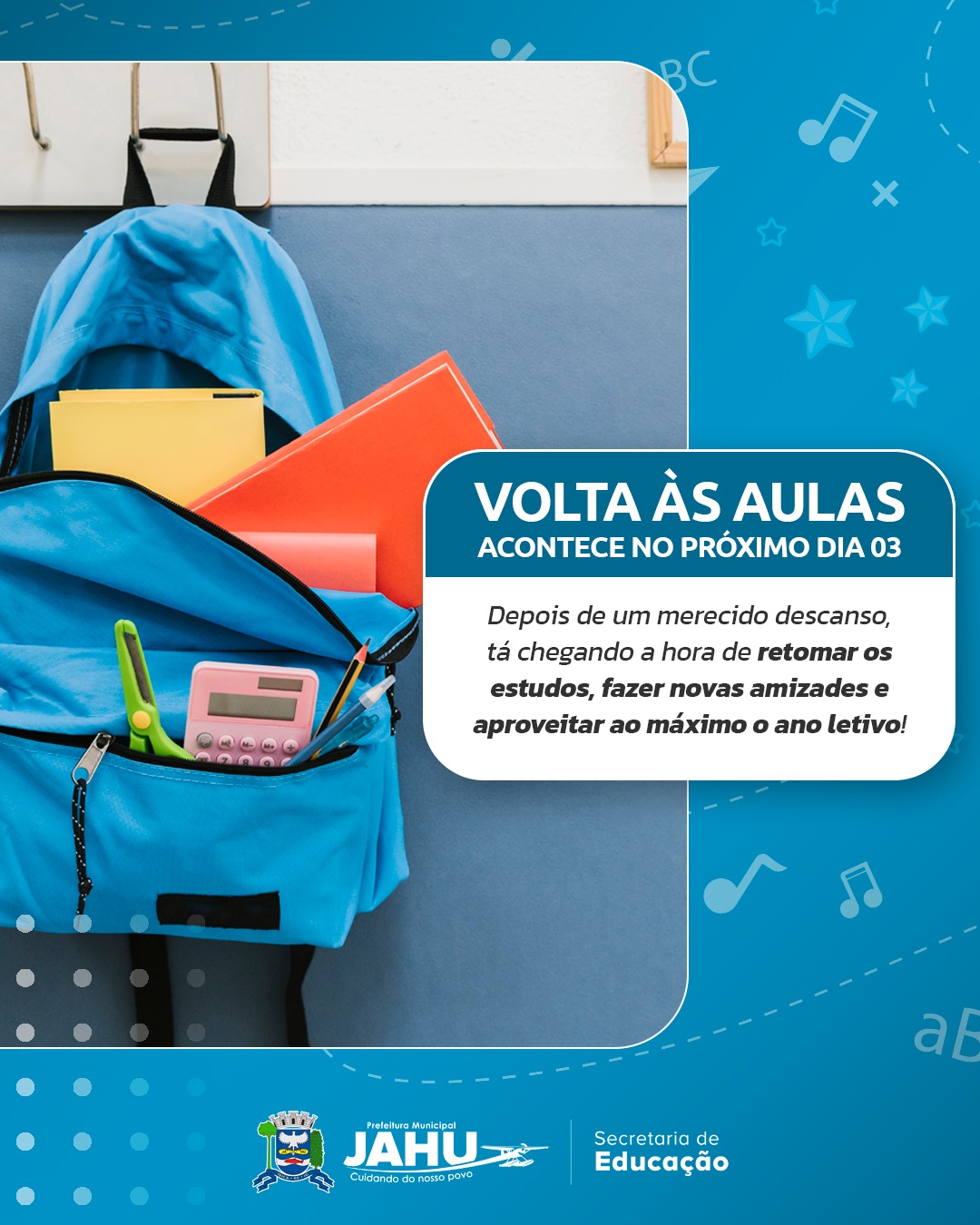 VOLTA ÀS AULAS ACONTECE NO PRÓXIMO DIA 03