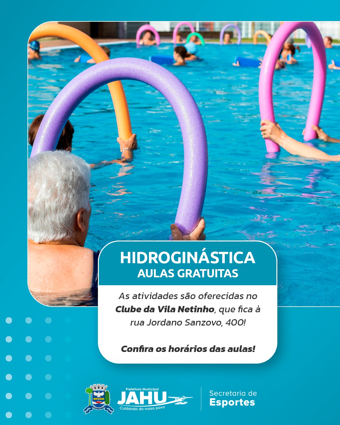 PREFEITURA OFERECE AULAS GRATUITAS DE HIDROGINÁSTICA! 