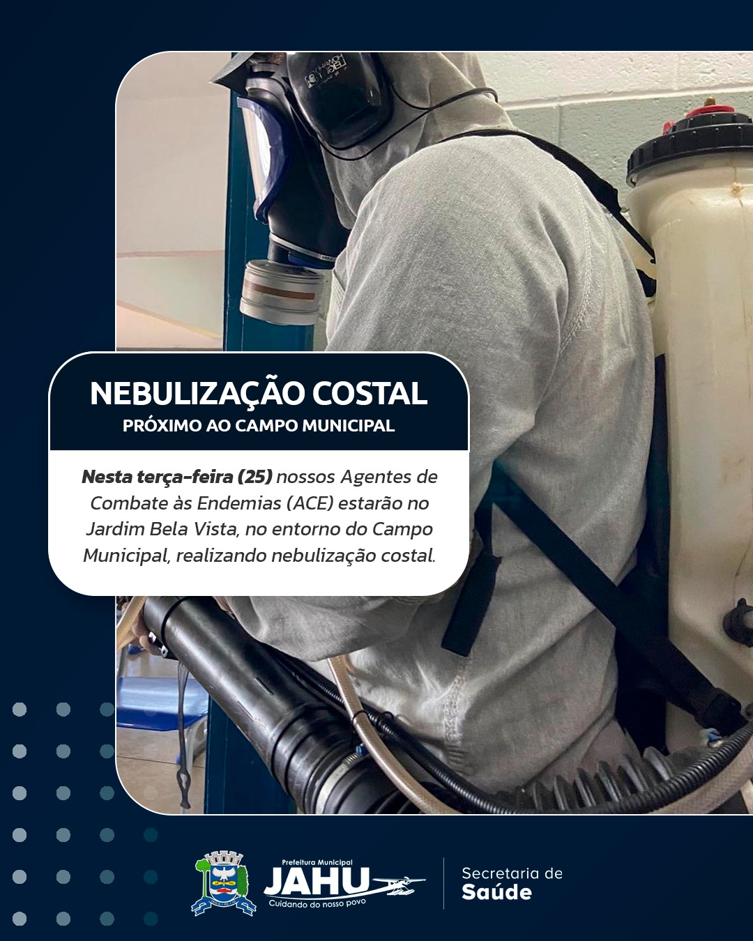 COMBATE À DENGUE: NEBULIZAÇÃO COSTAL PRÓXIMO AO CAMPO MUNICIPAL