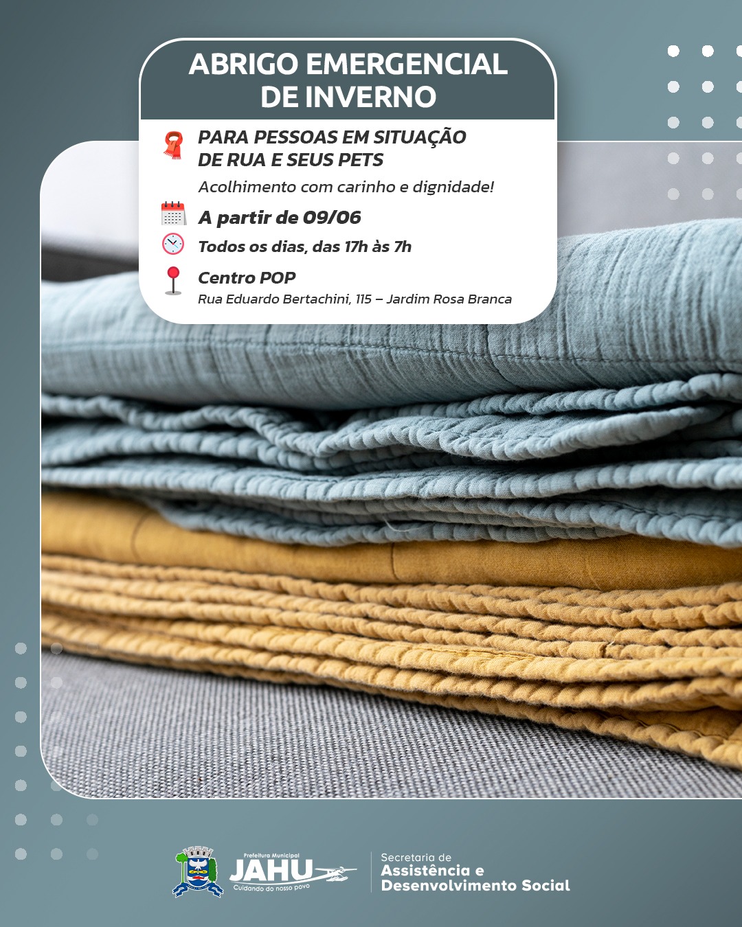 ABRIGO EMERGENCIAL DE INVERNO PARA OS MAIS VULNERÁVEIS E SEUS PETS