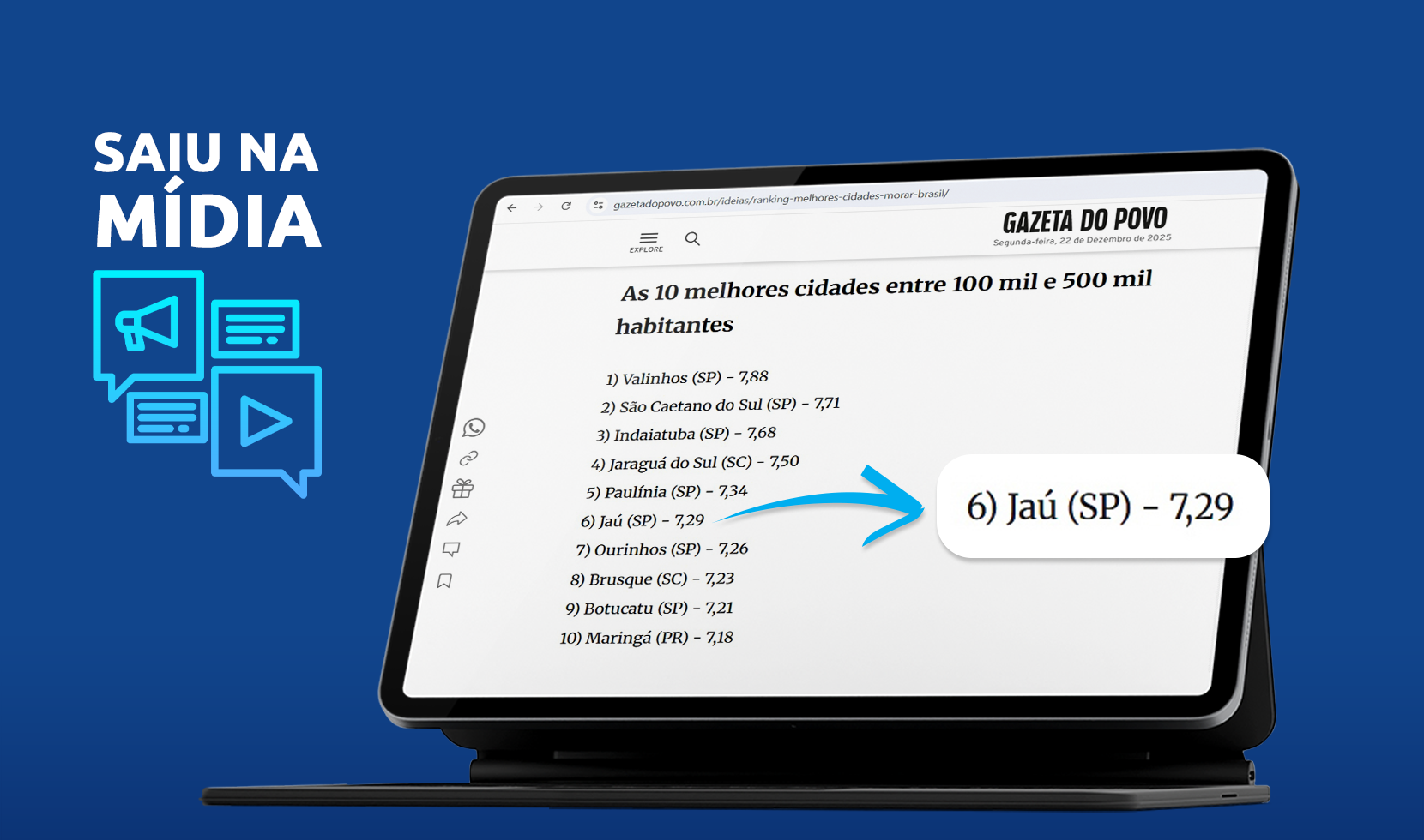 JAHU ESTÁ ENTRE AS MELHORES CIDADES DO PAÍS PARA VIVER