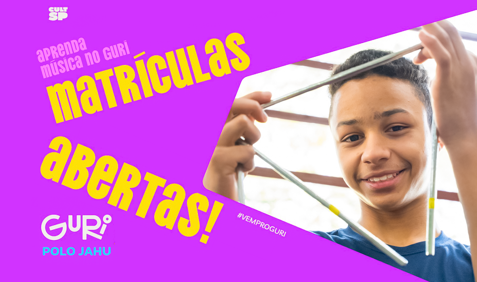 QUER APRENDER MÚSICA? GURI TEM MAIS DE 100 VAGAS GRATUITAS EM JAHU