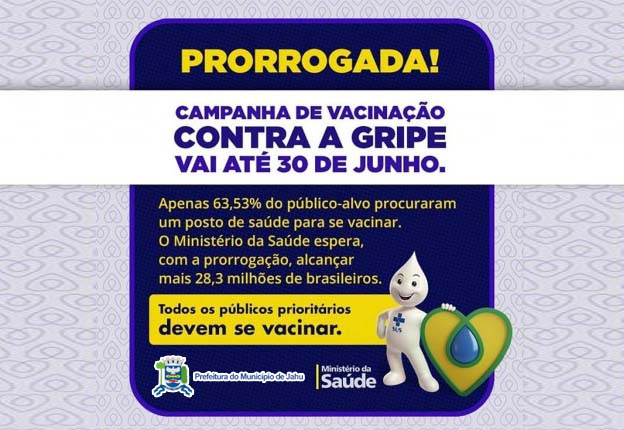 Campanha Nacional de Vacinação contra a gripe: prorrogação até 30 de junho
