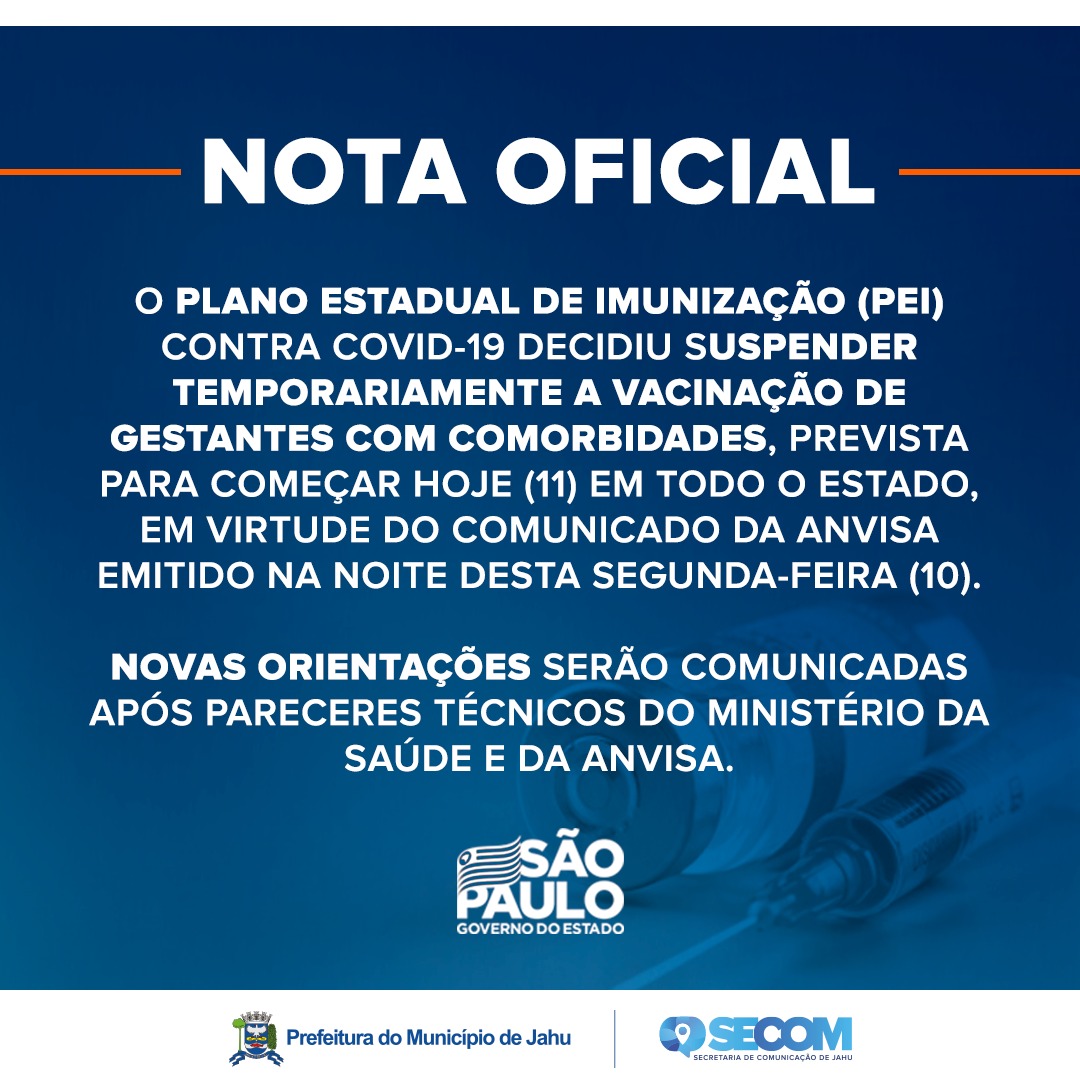 VACINAÇÃO DE GESTANTES COM COMORBIDADES ESTÁ 